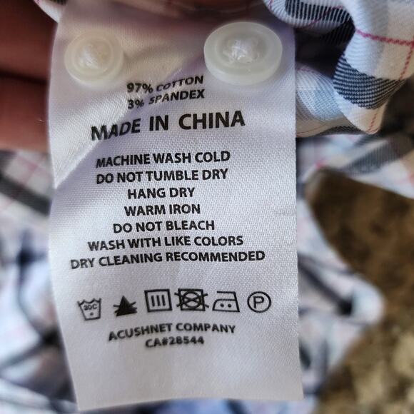 FootJoy FJ Men's Large Plaid Button Down Long Sleeve Cotton Spandex Stretch - Picture 6 of 6